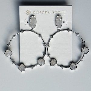 Kendra Scott Silver Hoop Earrings in Iridescent Drusy